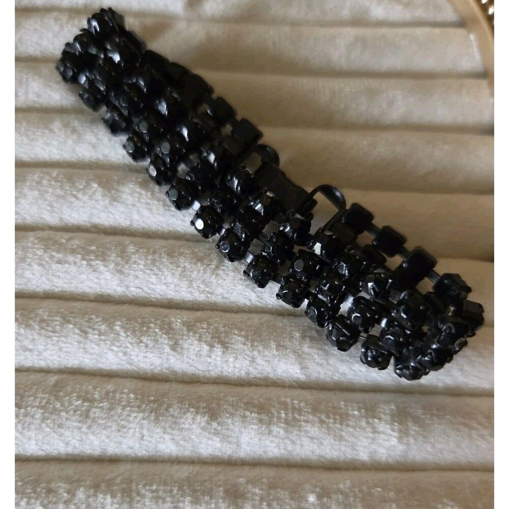 Vintage Inspired Black Rhinestone Bracelet